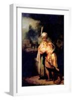 David's Farewell with Jonathan-Rembrandt van Rijn-Framed Art Print