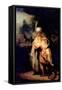 David's Farewell with Jonathan-Rembrandt van Rijn-Framed Stretched Canvas