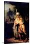 David's Farewell with Jonathan-Rembrandt van Rijn-Stretched Canvas