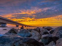 Unique Angle of the Garcon Point Bridge Spanning over Pensacola Bay Shot during a Gorgeous Sunset F-David Schulz Photography-Stretched Canvas