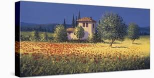 Tuscan Panorama, Poppies-David Short-Art Print