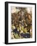 David Simpson Piper of the Black Watch Leads the Charge at Loos, But is Killed Almost at Once-Cyrus Cuneo-Framed Art Print