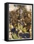 David Simpson Piper of the Black Watch Leads the Charge at Loos, But is Killed Almost at Once-Cyrus Cuneo-Framed Stretched Canvas