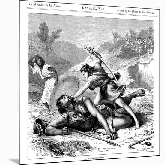 David Slaying the Philistine Giant Goliath, C1870-null-Mounted Giclee Print