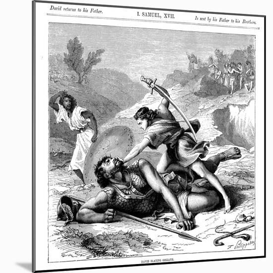 David Slaying the Philistine Giant Goliath, C1870-null-Mounted Giclee Print