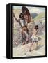 David slings the stone by J James Tissot - Bible-James Jacques Joseph Tissot-Framed Stretched Canvas