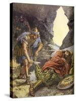 David spared Saul's life-Charles Edmund Brock-Stretched Canvas