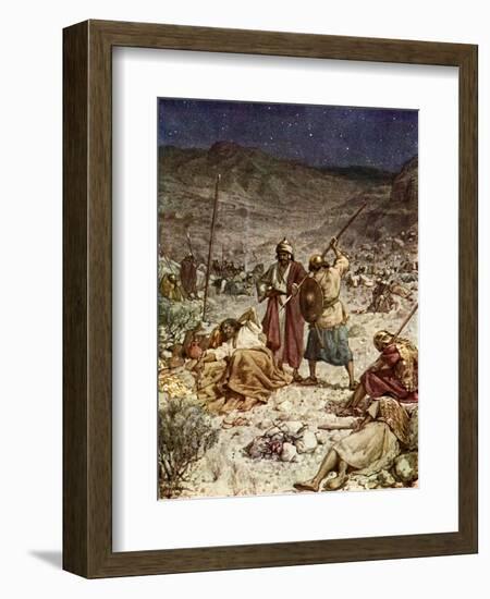 David spares the life of Saul - Bible-William Brassey Hole-Framed Giclee Print