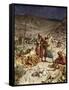 David spares the life of Saul - Bible-William Brassey Hole-Framed Stretched Canvas