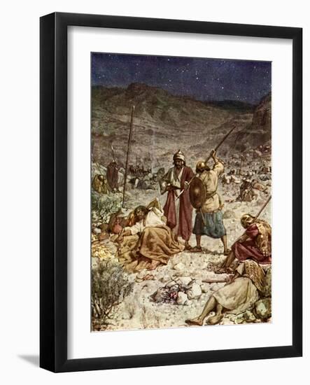 David spares the life of Saul - Bible-William Brassey Hole-Framed Giclee Print