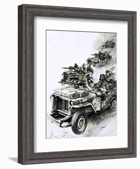 David Stirling Leads 'stirling's Raiders' Against German and Italian Air Forces in North Africa-Graham Coton-Framed Giclee Print