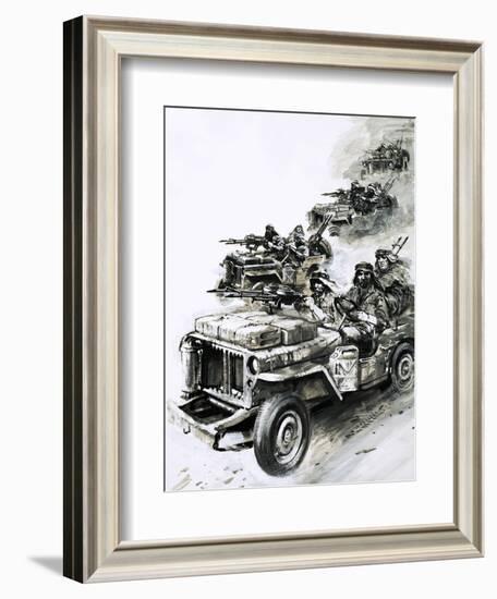 David Stirling Leads 'stirling's Raiders' Against German and Italian Air Forces in North Africa-Graham Coton-Framed Giclee Print