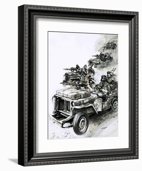 David Stirling Leads 'stirling's Raiders' Against German and Italian Air Forces in North Africa-Graham Coton-Framed Giclee Print