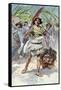 David takes head of Goliath to Jerusalem - Bible-James Jacques Joseph Tissot-Framed Stretched Canvas