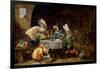 David Teniers / 'A Tavern Interior with Monkeys Drinking and Smoking', 17th century, Flemish Sch...-DAVID TENIERS THE YOUNGER-Framed Poster