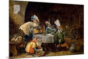 David Teniers / 'A Tavern Interior with Monkeys Drinking and Smoking', 17th century, Flemish Sch...-DAVID TENIERS THE YOUNGER-Mounted Poster