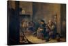 David Teniers / 'Smokers', 1639, Flemish School, Oil on panel, 40 cm x 62 cm, P01796.-DAVID TENIERS THE YOUNGER-Stretched Canvas