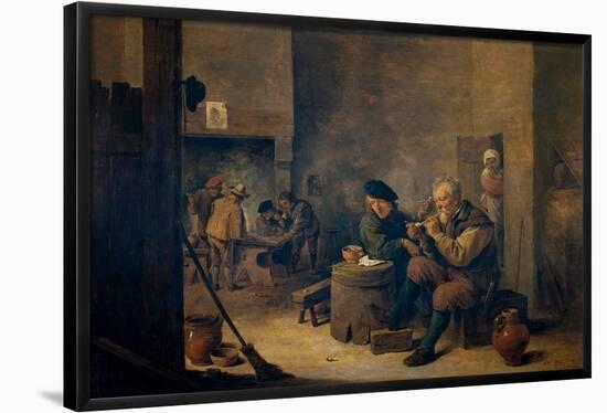 David Teniers / 'Smokers', 1639, Flemish School, Oil on panel, 40 cm x 62 cm, P01796.-DAVID TENIERS THE YOUNGER-Framed Poster