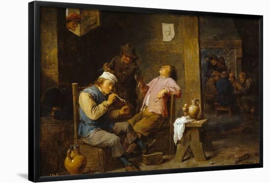 David Teniers / 'Smokers and Drinkers', 1652, Flemish School, Oil on panel, 34 cm x 48 cm, P01794.-DAVID TENIERS THE YOUNGER-Framed Poster