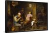 David Teniers / 'Smokers and Drinkers', 1652, Flemish School, Oil on panel, 34 cm x 48 cm, P01794.-DAVID TENIERS THE YOUNGER-Framed Poster