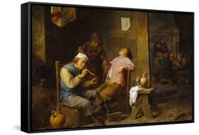 David Teniers / 'Smokers and Drinkers', 1652, Flemish School, Oil on panel, 34 cm x 48 cm, P01794.-DAVID TENIERS THE YOUNGER-Framed Stretched Canvas