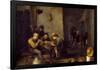 David Teniers / 'Smokers in a tavern', 1631-1640, Flemish School, Oil on panel, 52 cm x 65 cm, P...-DAVID TENIERS THE YOUNGER-Framed Poster