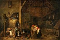 A Farmhouse Interior with Peasants at a Table Playing Cards-David Teniers the Younger-Giclee Print