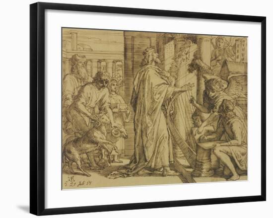 David the Psalmist - Adoration, 1854-Julius Schnorr von Carolsfeld-Framed Giclee Print