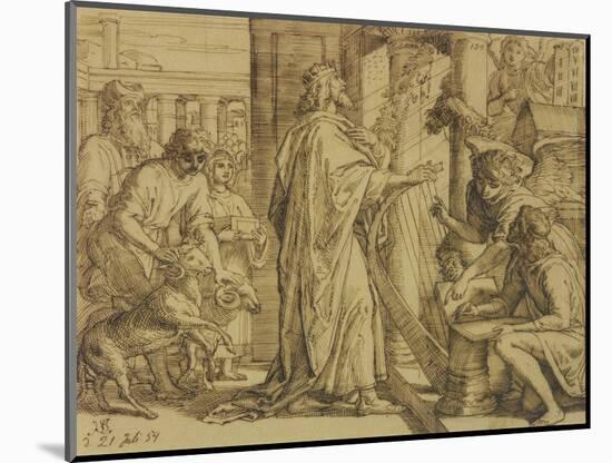 David the Psalmist - Adoration, 1854-Julius Schnorr von Carolsfeld-Mounted Giclee Print