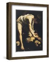 David Victorious over Goliath, circa 1600-Caravaggio-Framed Giclee Print