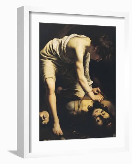 David Victorious over Goliath, circa 1600-Caravaggio-Framed Giclee Print