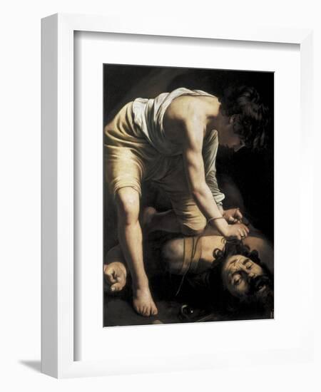 David Victorious over Goliath-Caravaggio-Framed Art Print