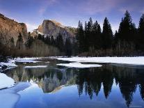 Half Dome Above River and Winter Snow, Yosemite National Park, California, USA-David Welling-Framed Photographic Print