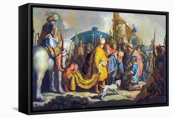 David with Goliath before Saul-Rembrandt van Rijn-Framed Stretched Canvas