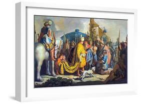David with Goliath before Saul-Rembrandt van Rijn-Framed Art Print