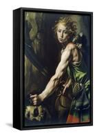 David with Goliath's Head, 1623-1625-Tanzio da Varallo-Framed Stretched Canvas