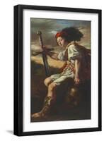 David with the Head of Goliath, c.1620-Domenico Fetti or Feti-Framed Premium Giclee Print