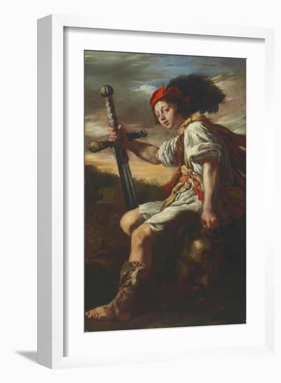 David with the Head of Goliath, c.1620-Domenico Fetti or Feti-Framed Giclee Print