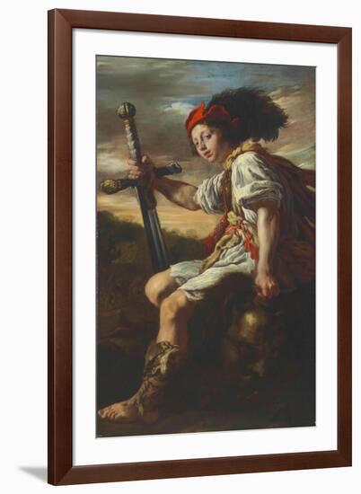 David with the Head of Goliath, c.1620-Domenico Fetti or Feti-Framed Giclee Print