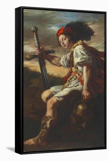 David with the Head of Goliath, c.1620-Domenico Fetti or Feti-Framed Stretched Canvas