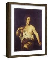 David with the Head of Goliath, C. 1635-Bernardo Strozzi-Framed Giclee Print