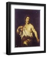 David with the Head of Goliath, C. 1635-Bernardo Strozzi-Framed Giclee Print