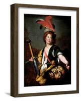 David with the Head of Goliath, C.1636-Bernardo Strozzi-Framed Giclee Print