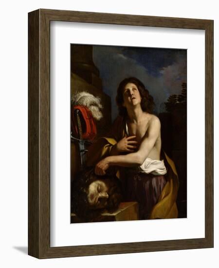 David with the Head of Goliath, C. 1650-Guercino-Framed Giclee Print