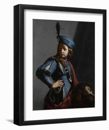 David with the Head of Goliath-Guido Cagnacci-Framed Art Print