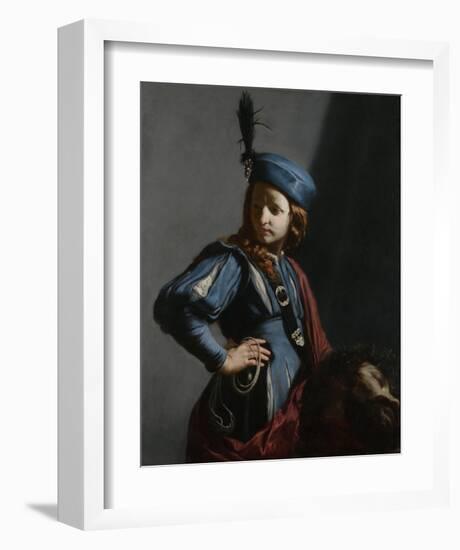 David with the Head of Goliath-Guido Cagnacci-Framed Art Print