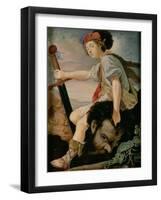 David with the Head of Goliath-T. Flatman-Framed Giclee Print