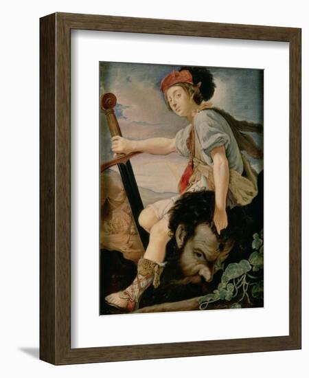 David with the Head of Goliath-T. Flatman-Framed Giclee Print