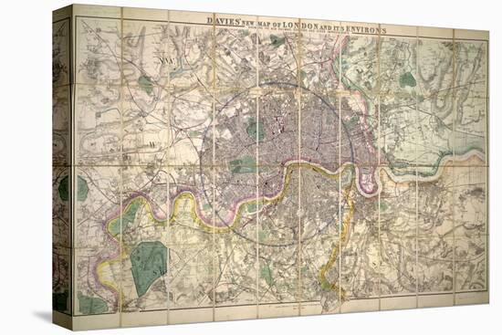 Davies' New Map of London and its Environs, 1882-Edward Stanford-Stretched Canvas