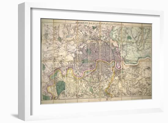 Davies' New Map of London and its Environs, 1882-Edward Stanford-Framed Giclee Print